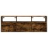 Mueble de TV de pared con luces LED roble ahumado 130x31x45