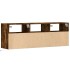 Mueble de TV de pared con luces LED roble ahumado 130x31x45