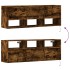 Mueble de TV de pared con luces LED roble ahumado 130x31x45