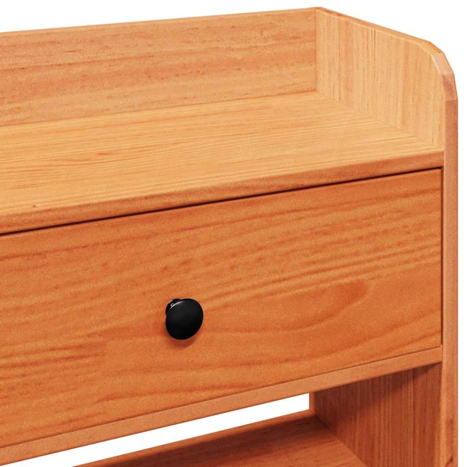 Cabecero de cama almacenaje madera maciza pino marrón 75