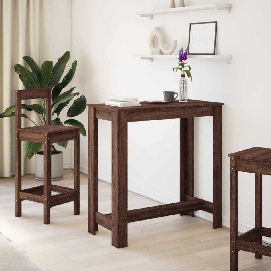 Mesa alta de bar madera ingeniería marrón roble 102x50x103,5