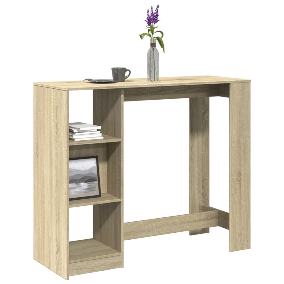 Mesa bar con estante madera roble Sonoma 124x46x103,5
