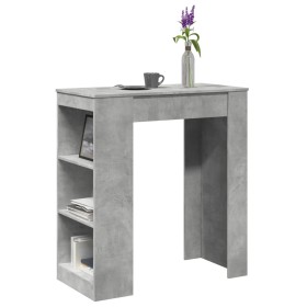 Mesa alta bar con estantes madera gris hormigón 95x47x103,5