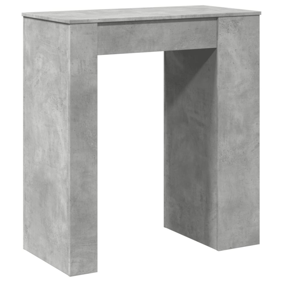 Mesa alta bar con estantes madera gris hormigón 95x47x103,5