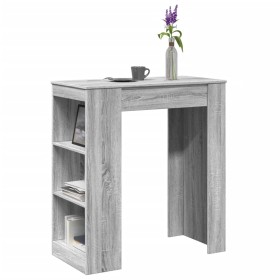 Mesa alta bar con estantes madera gris Sonoma 95x47x103,5