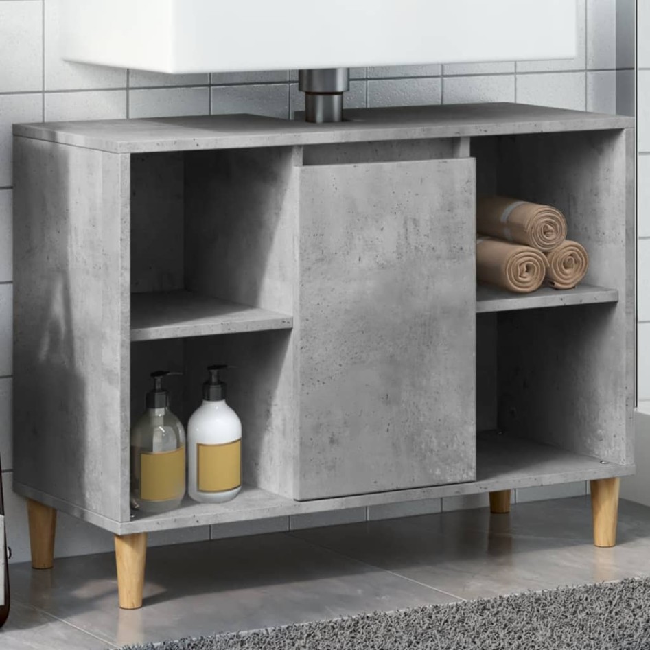 Mueble de baño madera de ingeniería gris hormigón 80x33x60