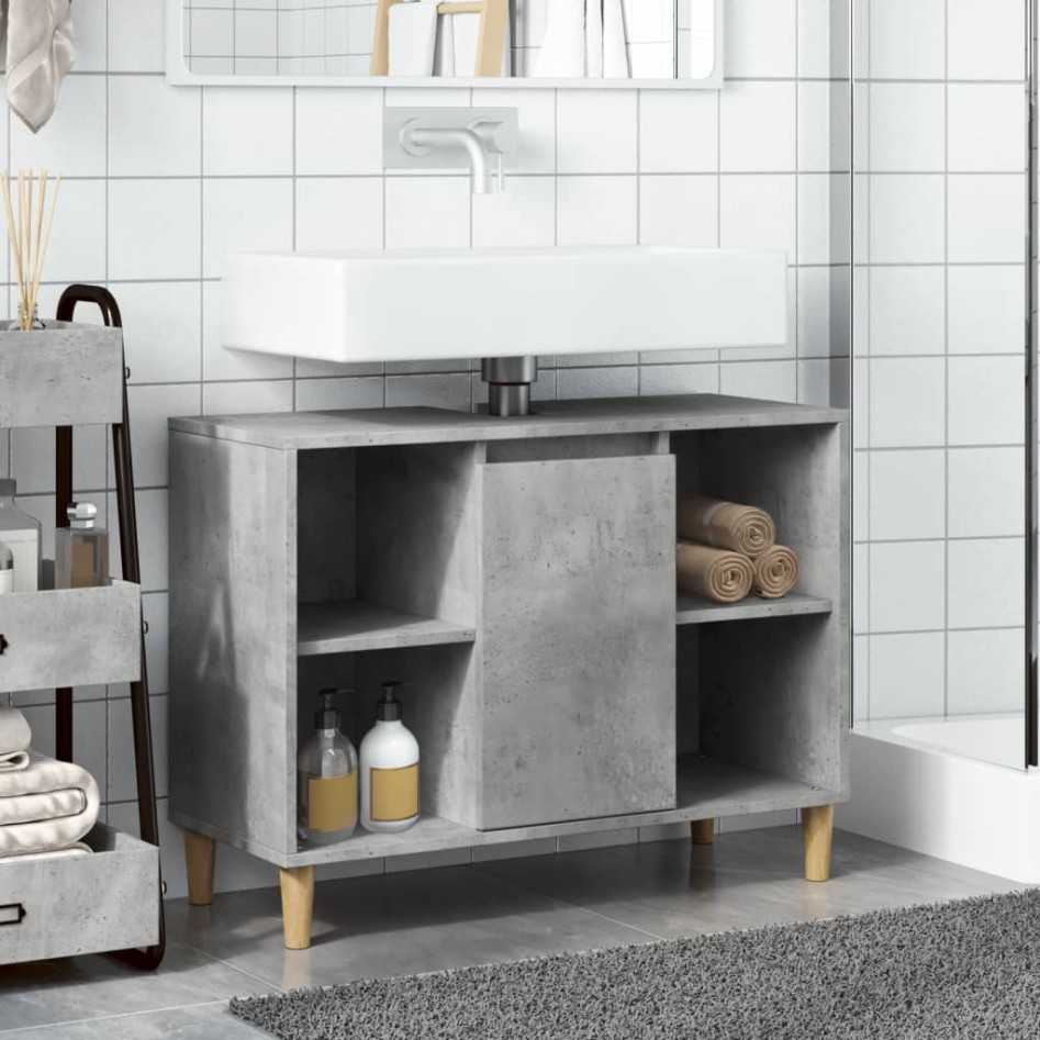 Mueble de baño madera de ingeniería gris hormigón 80x33x60