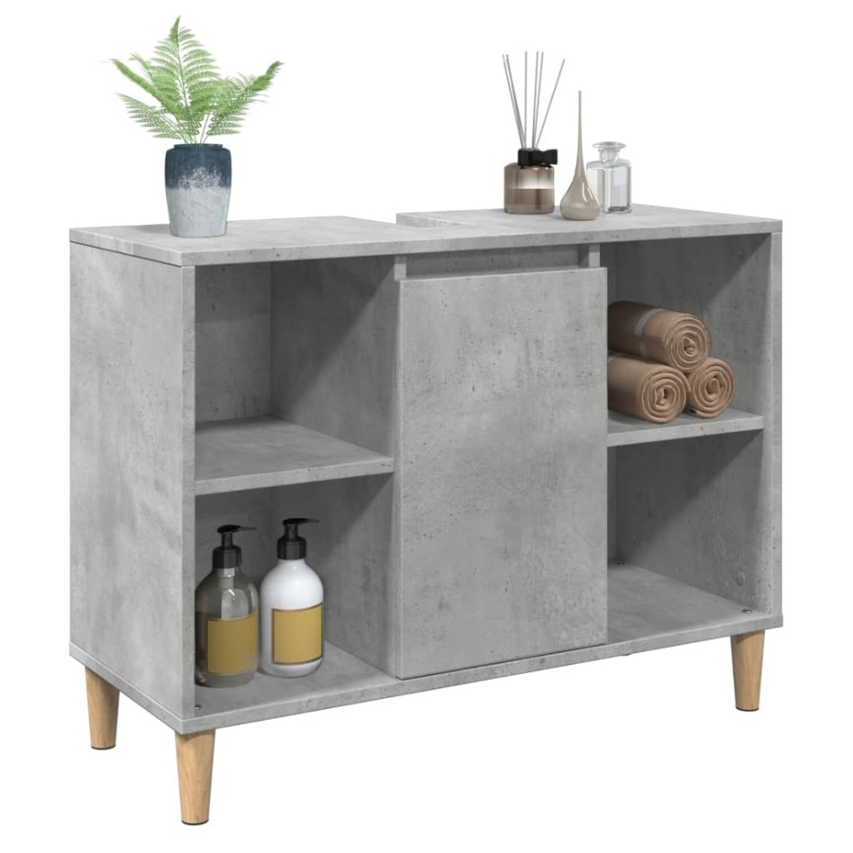 Mueble de baño madera de ingeniería gris hormigón 80x33x60