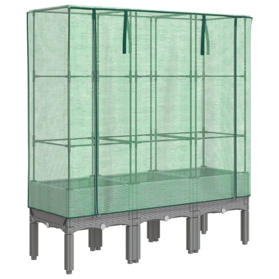 Arriate con cubierta invernadero aspecto ratán 120x40x140