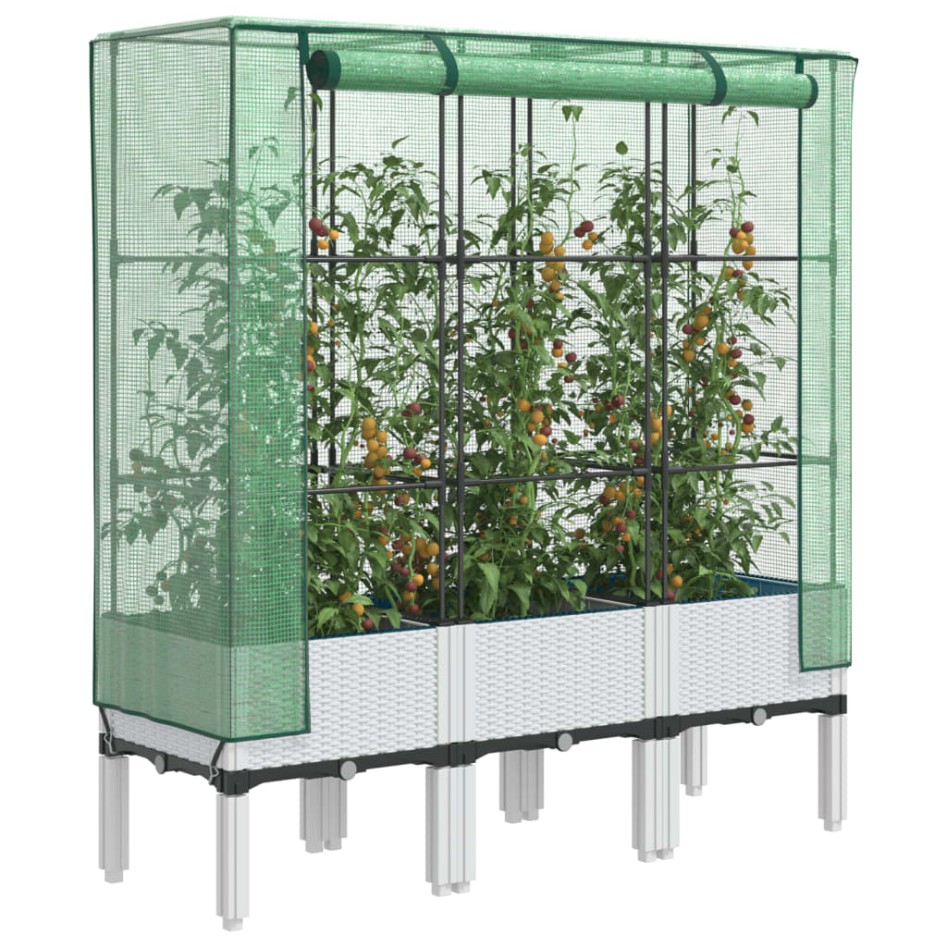 Arriate con cubierta invernadero aspecto ratán 120x40x140