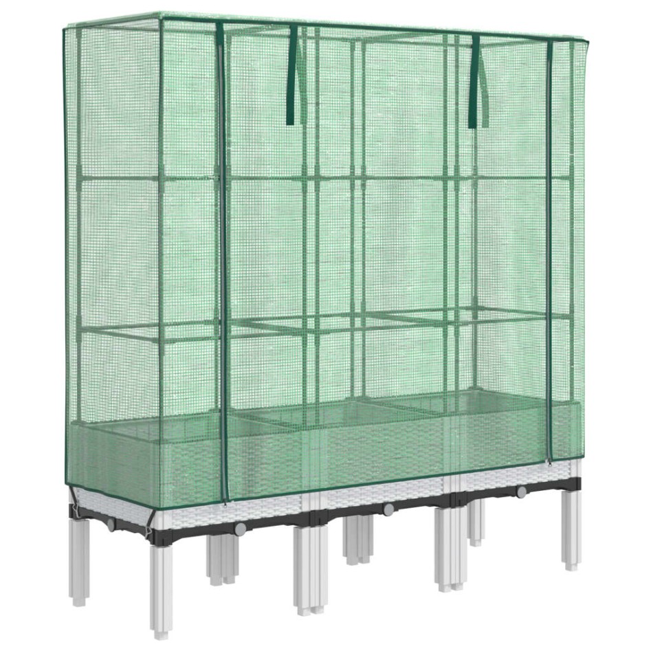 Arriate con cubierta invernadero aspecto ratán 120x40x140