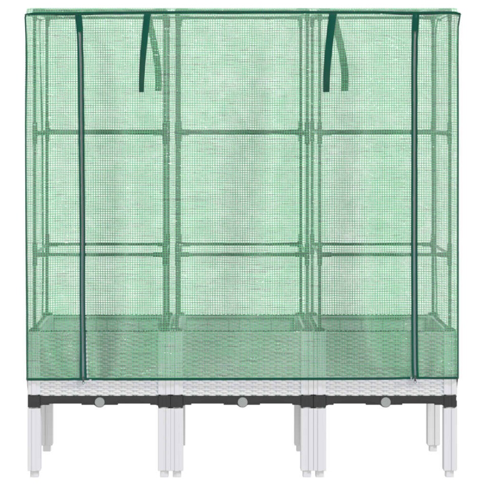 Arriate con cubierta invernadero aspecto ratán 120x40x140