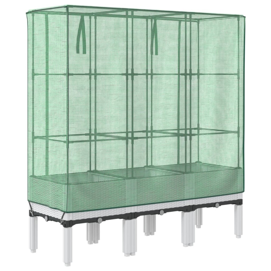 Arriate con cubierta invernadero aspecto ratán 120x40x140