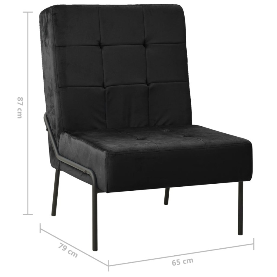 Silla de relajación de terciopelo negro 65x79x87