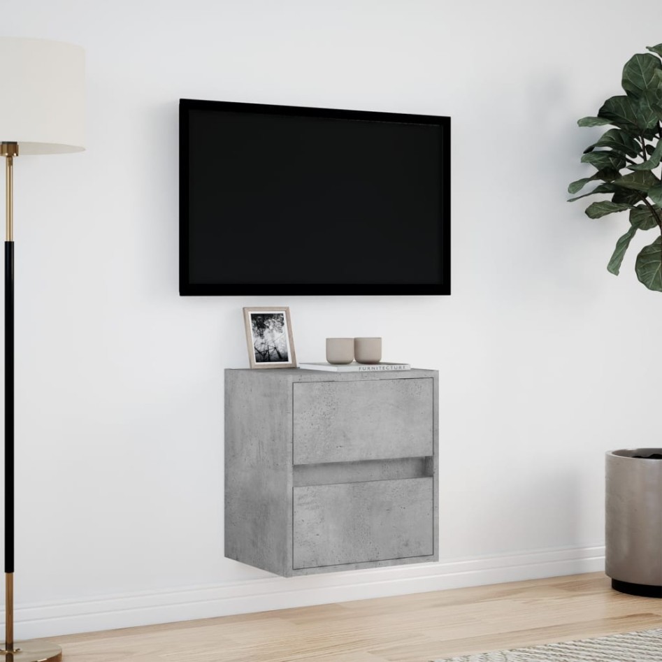 Mueble de TV de pared con luces LED gris hormigón 41x31x45