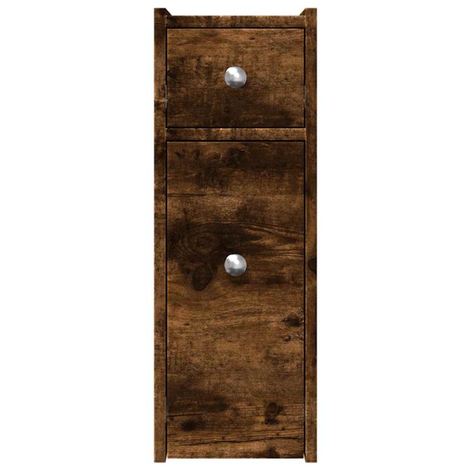 Armario de baño estrecho con ruedas madera roble