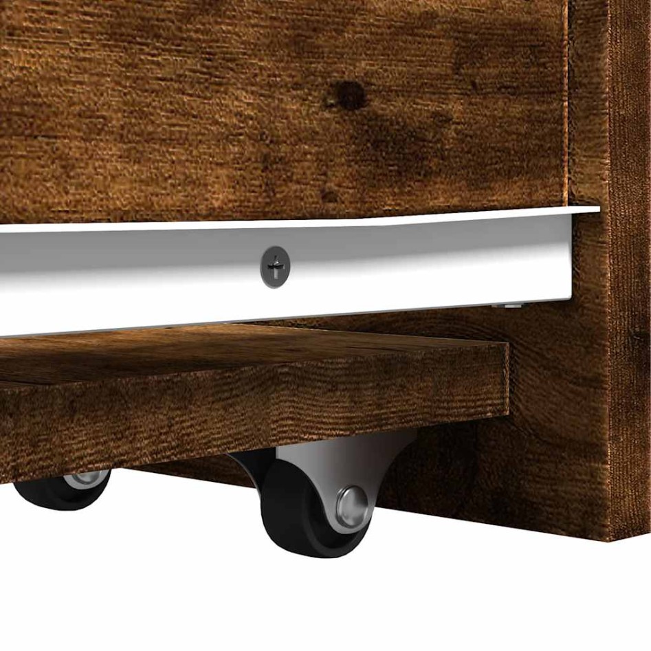 Armario de baño estrecho con ruedas madera roble