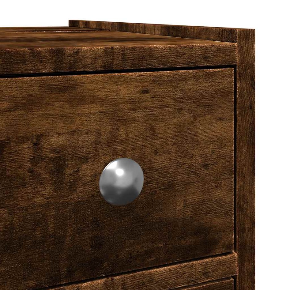 Armario de baño estrecho con ruedas madera roble