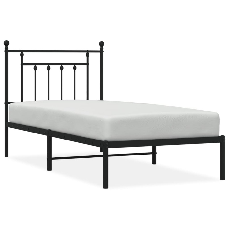 Estructura cama sin colchón con cabecero metal negro 90x200