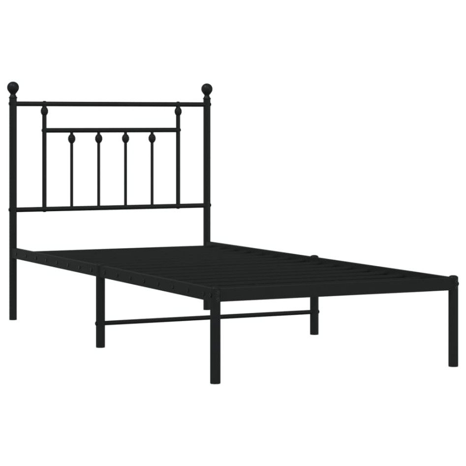 Estructura cama sin colchón con cabecero metal negro 90x200