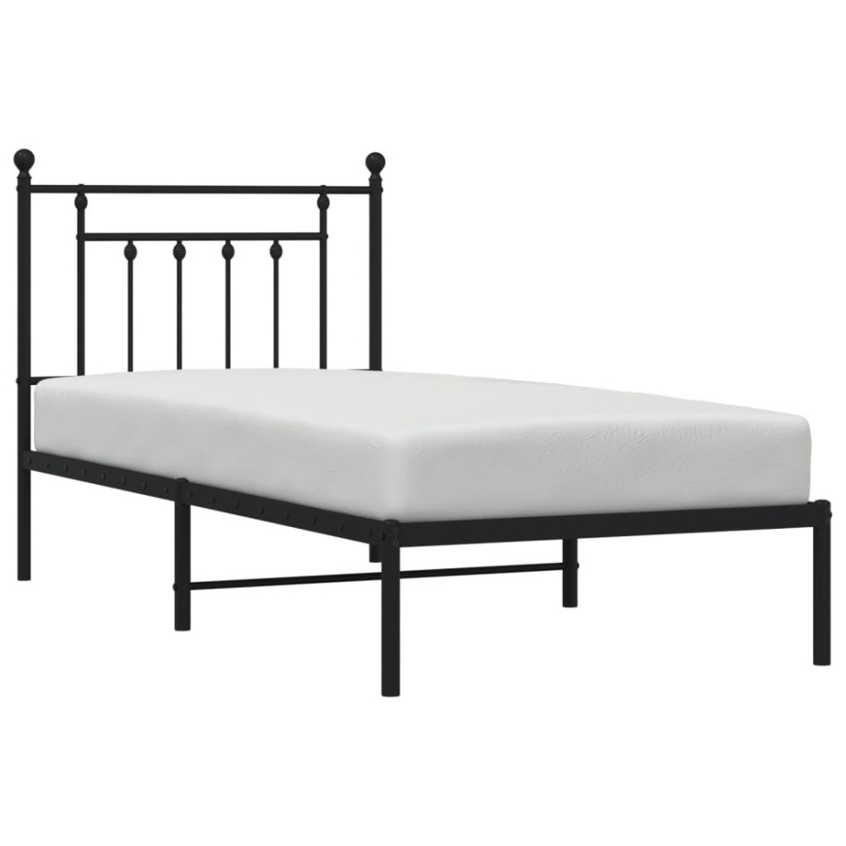 Estructura cama sin colchón con cabecero metal negro 90x200