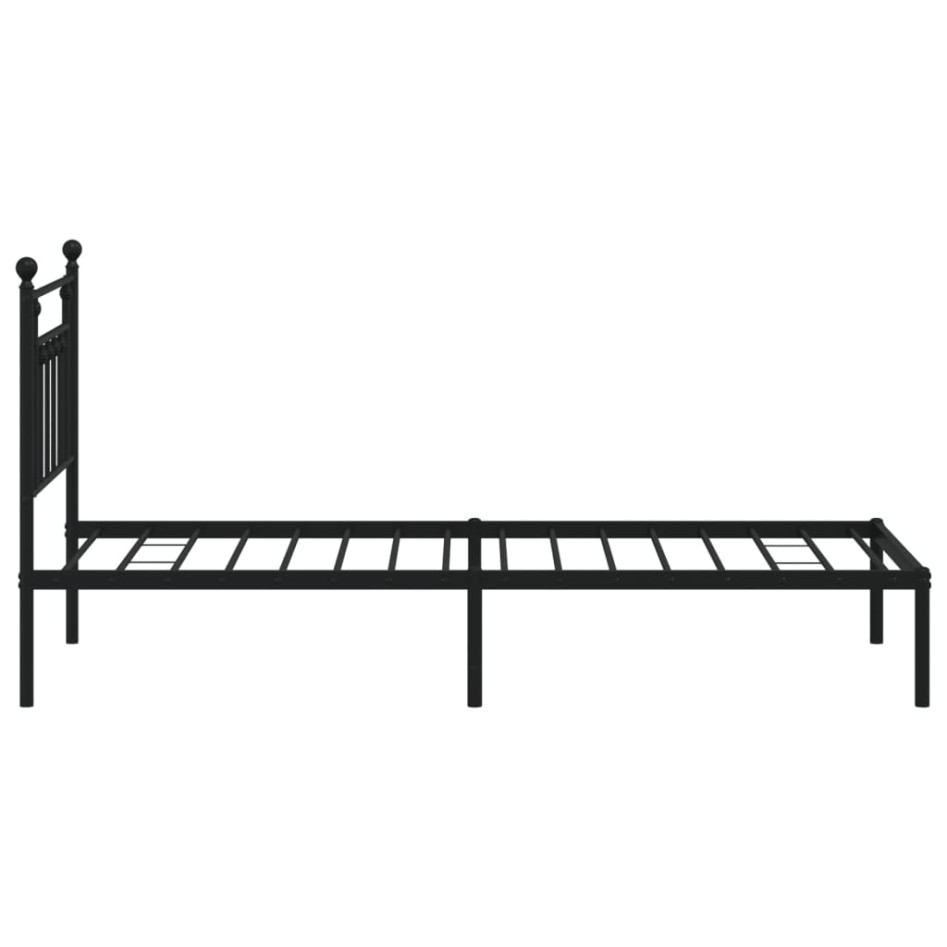 Estructura cama sin colchón con cabecero metal negro 90x200