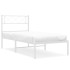 Estructura cama sin colchón con cabecero metal blanco 75x190