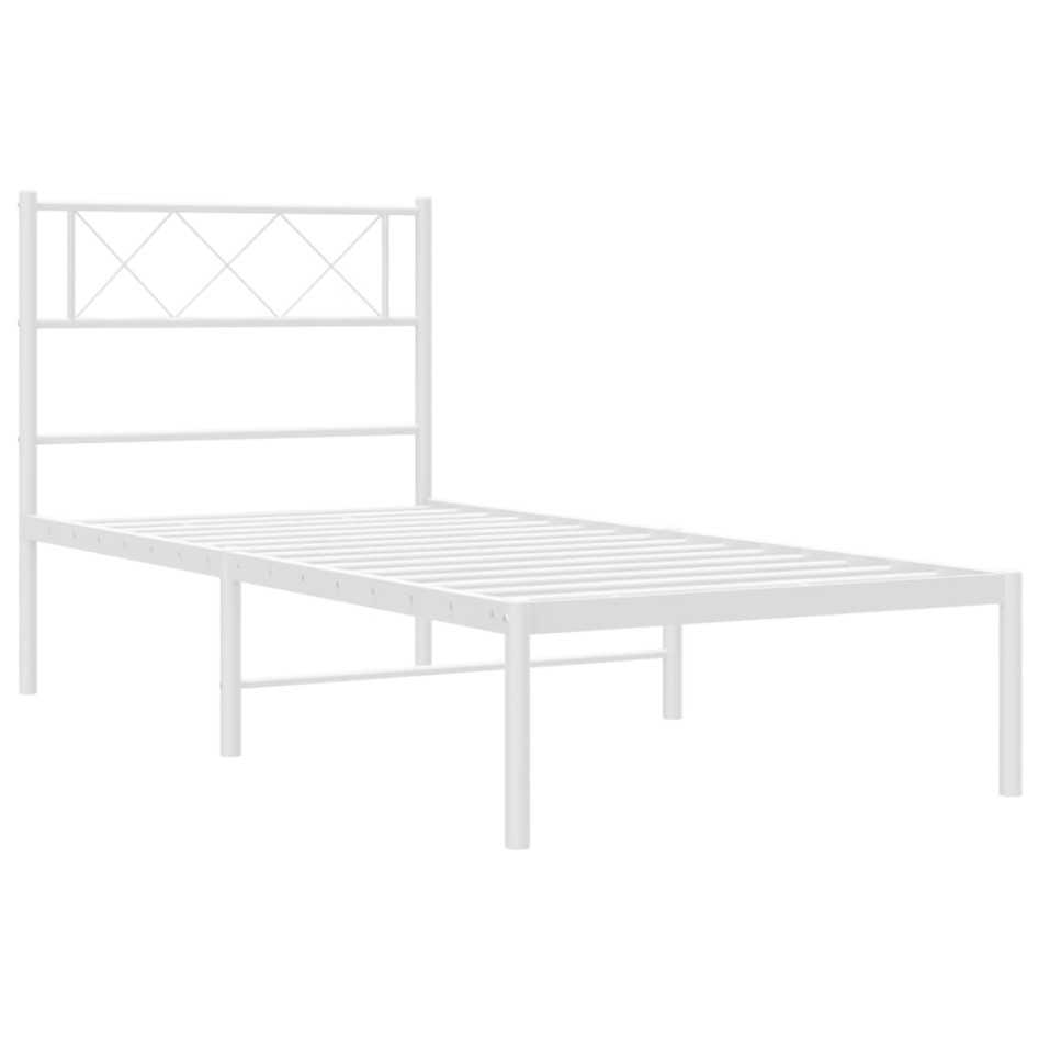 Estructura cama sin colchón con cabecero metal blanco 75x190