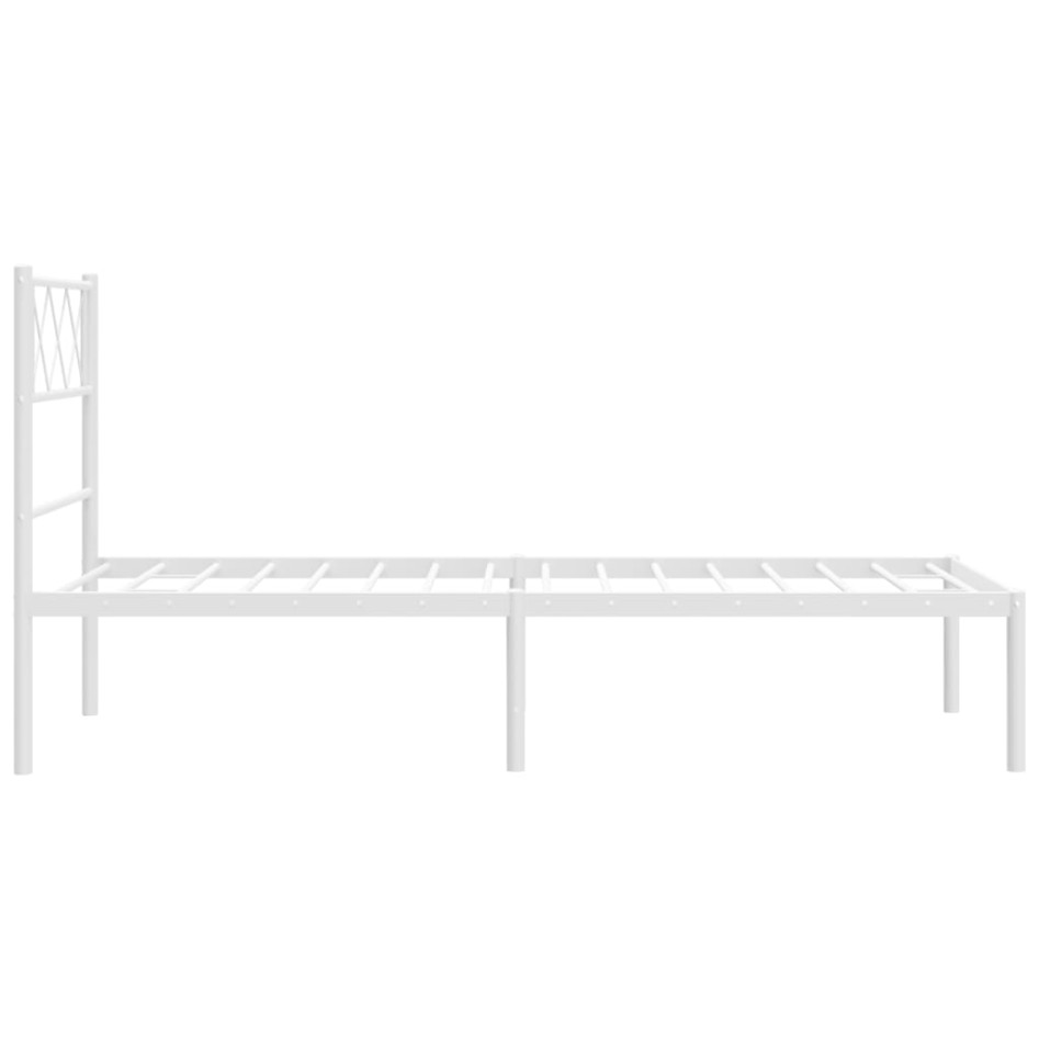Estructura cama sin colchón con cabecero metal blanco 75x190