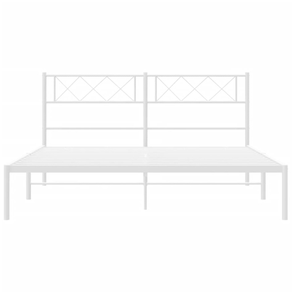 Estructura cama sin colchón con cabecero metal blanco