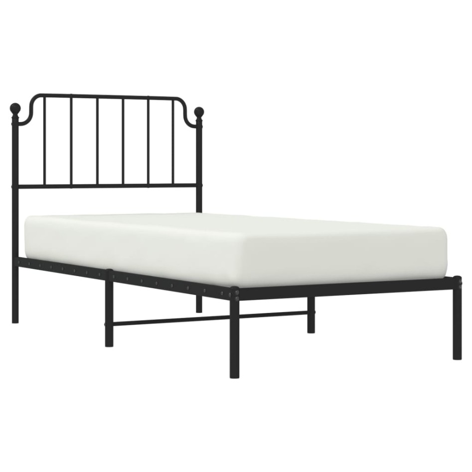 Estructura cama sin colchón con cabecero metal negro 90x200