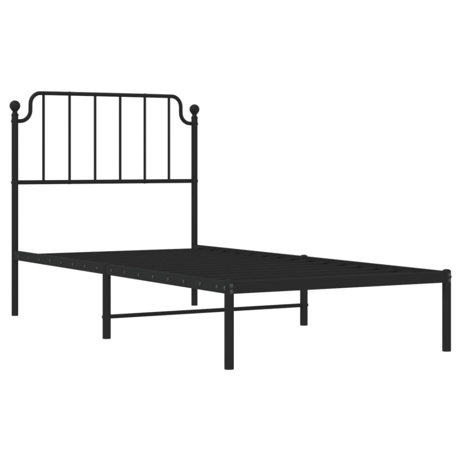 Estructura cama sin colchón con cabecero metal negro 90x200
