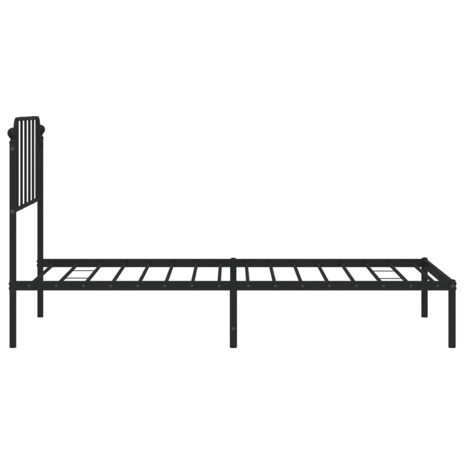 Estructura cama sin colchón con cabecero metal negro 90x200