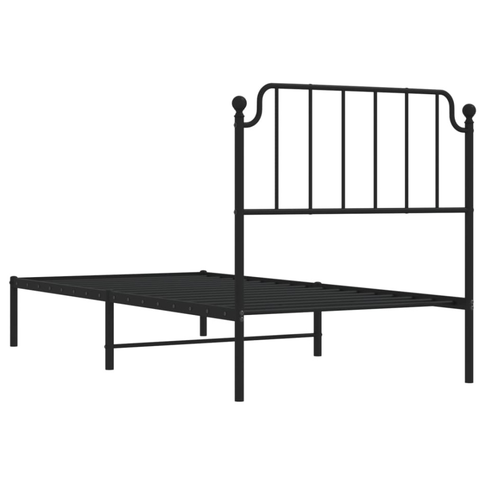 Estructura cama sin colchón con cabecero metal negro 90x200