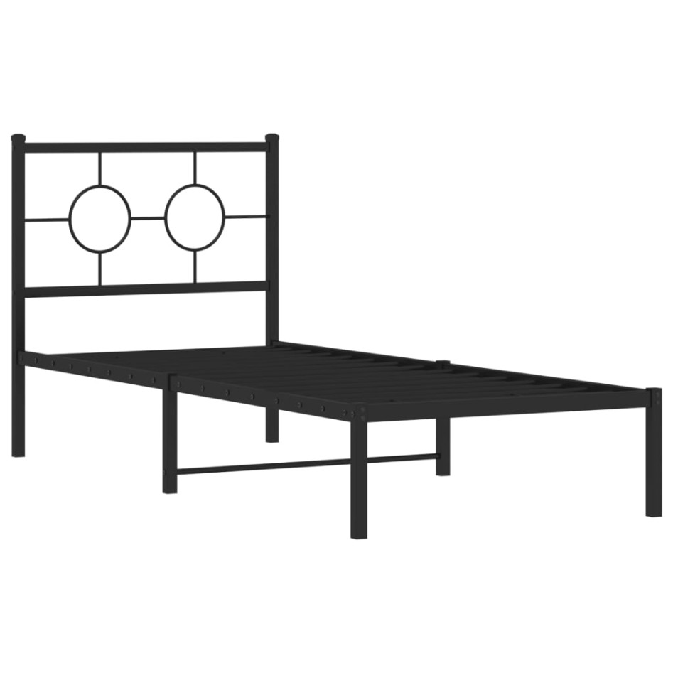 Estructura cama sin colchón con cabecero metal negro 75x190