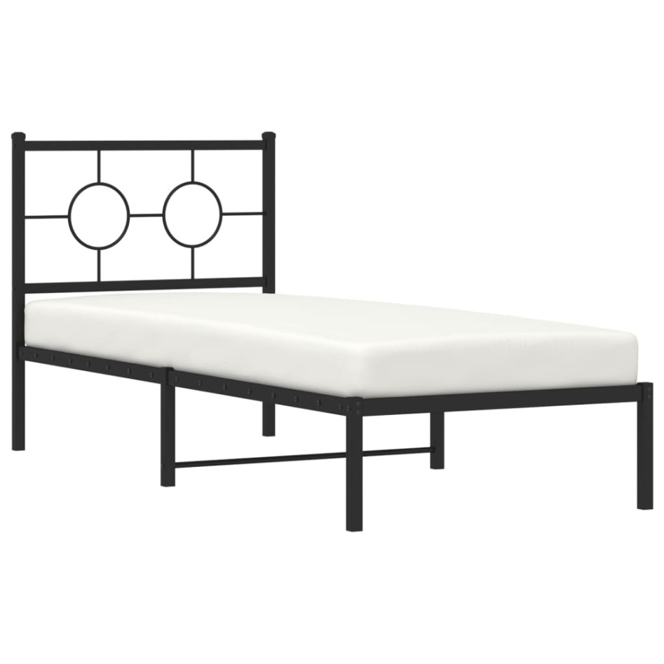 Estructura cama sin colchón con cabecero metal negro 75x190