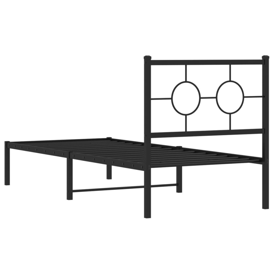 Estructura cama sin colchón con cabecero metal negro 75x190