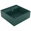 Lavabo lujoso cuadrado rebosadero cerámica verde oscuro 41x41cm