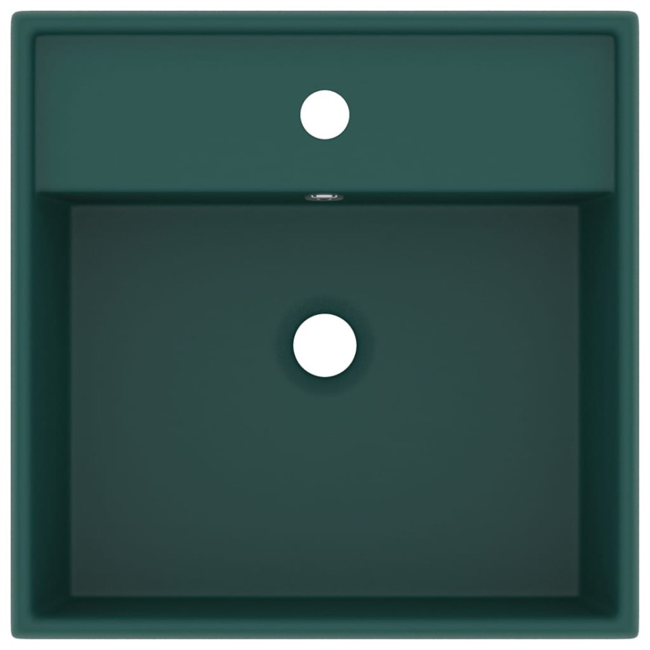 Lavabo lujoso cuadrado rebosadero cerámica verde oscuro