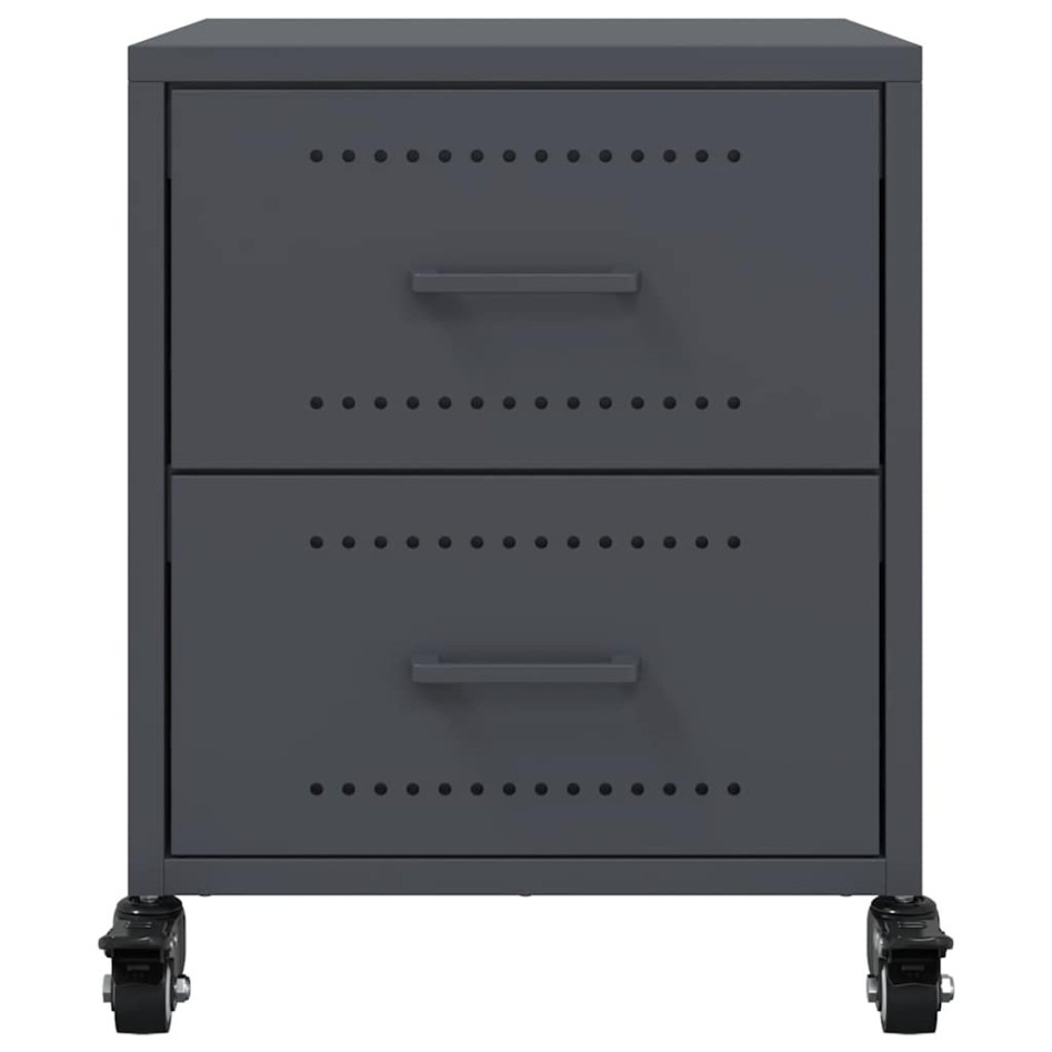 Mesita de noche acero gris antracita 36x39x43,5