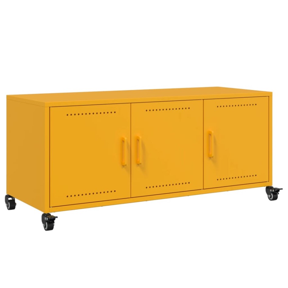 Mueble de TV de acero amarillo mostaza 100,5x39x43,5