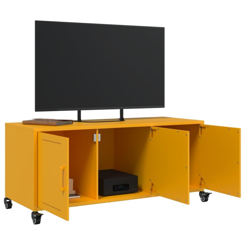 Mueble de TV de acero amarillo mostaza 100,5x39x43,5