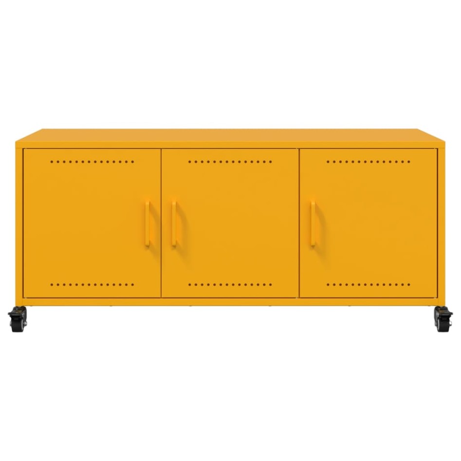 Mueble de TV de acero amarillo mostaza 100,5x39x43,5
