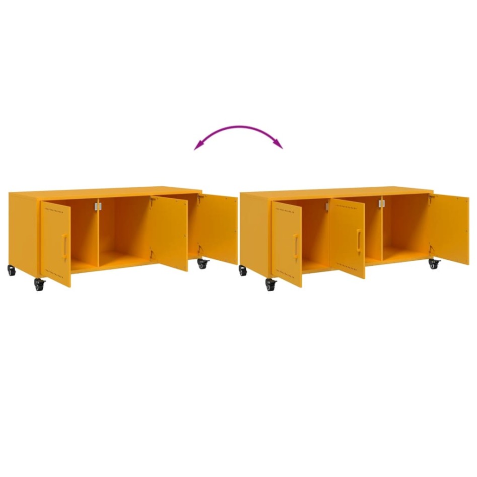 Mueble de TV de acero amarillo mostaza 100,5x39x43,5