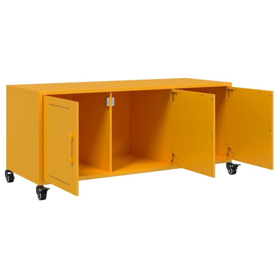 Mueble de TV de acero amarillo mostaza 100,5x39x43,5