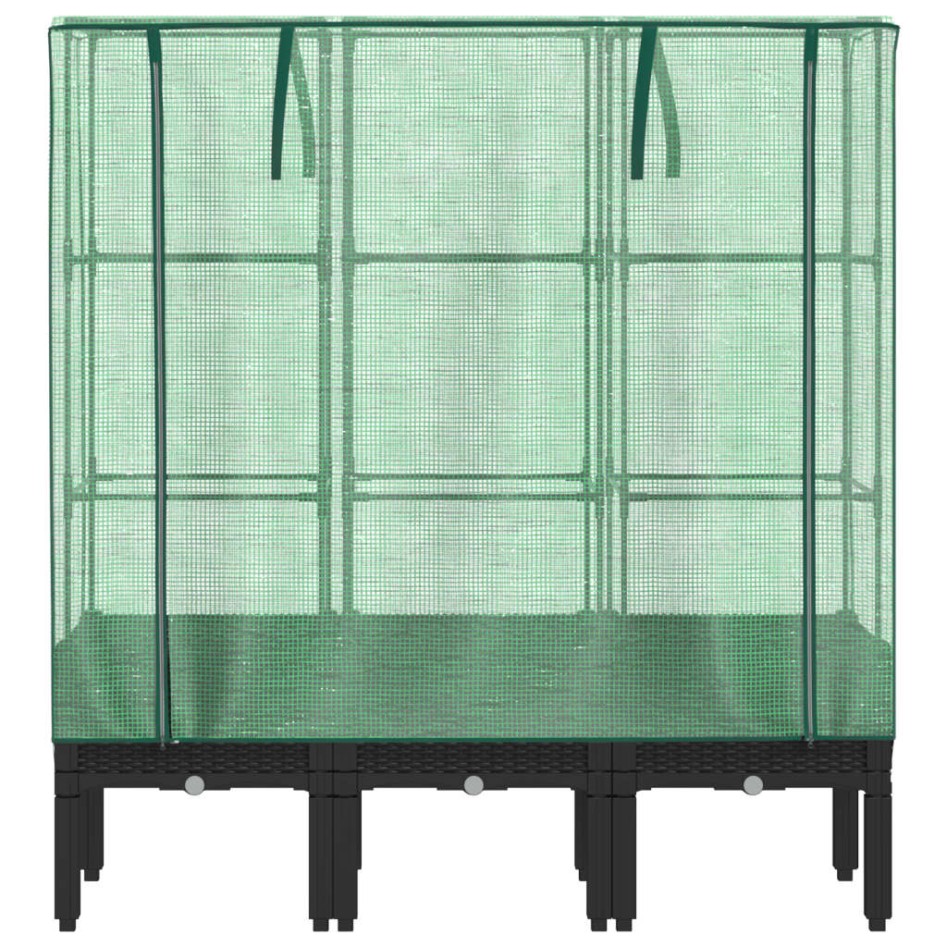 Arriate con cubierta invernadero aspecto ratán 120x40x140