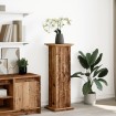 Pedestal expositor con almacenaje madera envejecida 31x30x90 cm