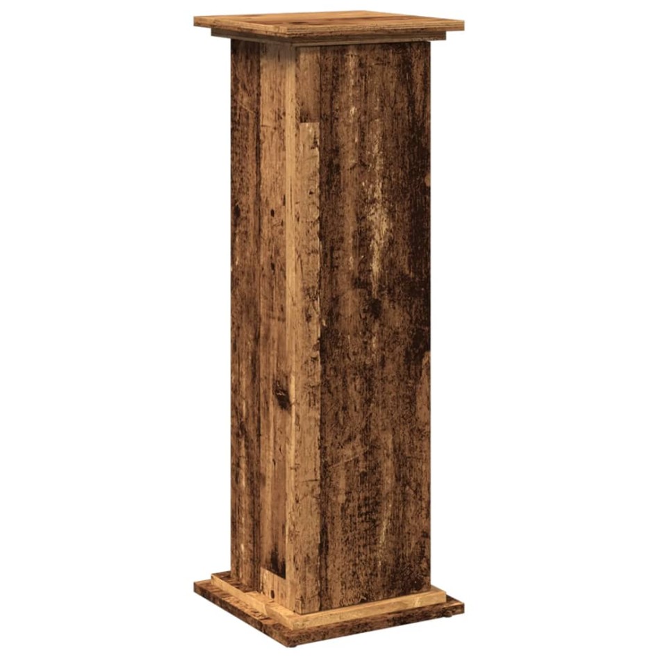 Pedestal expositor con almacenaje madera envejecida 31x30x90