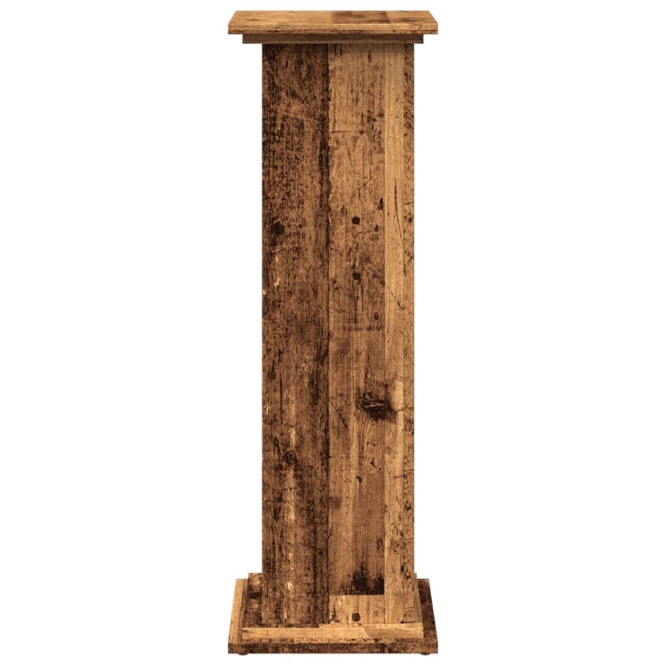 Pedestal expositor con almacenaje madera envejecida 31x30x90