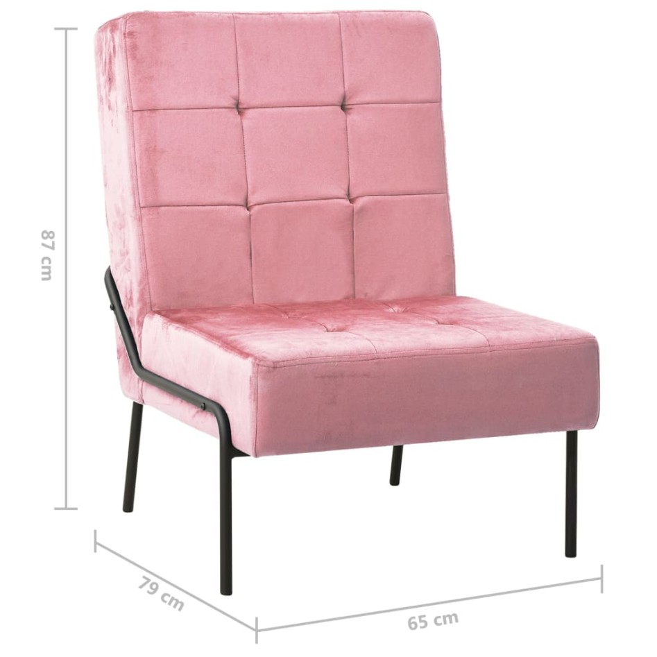 Silla de relajación de terciopelo rosa 65x79x87